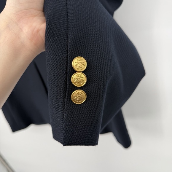 Orvis Blazer 42 Long Navy Blue Gold Buttons Sport Coat Made in USA Wool Blend - Picture 4 of 9